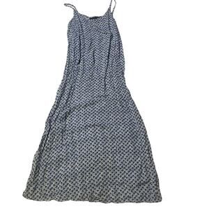 Schemes Small Rayon dress Sundress boho Floral ruffle blue long sleeveless